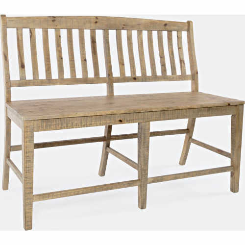 Carlyle Crossing Slatback Counter Height Bench in Distressed Pine